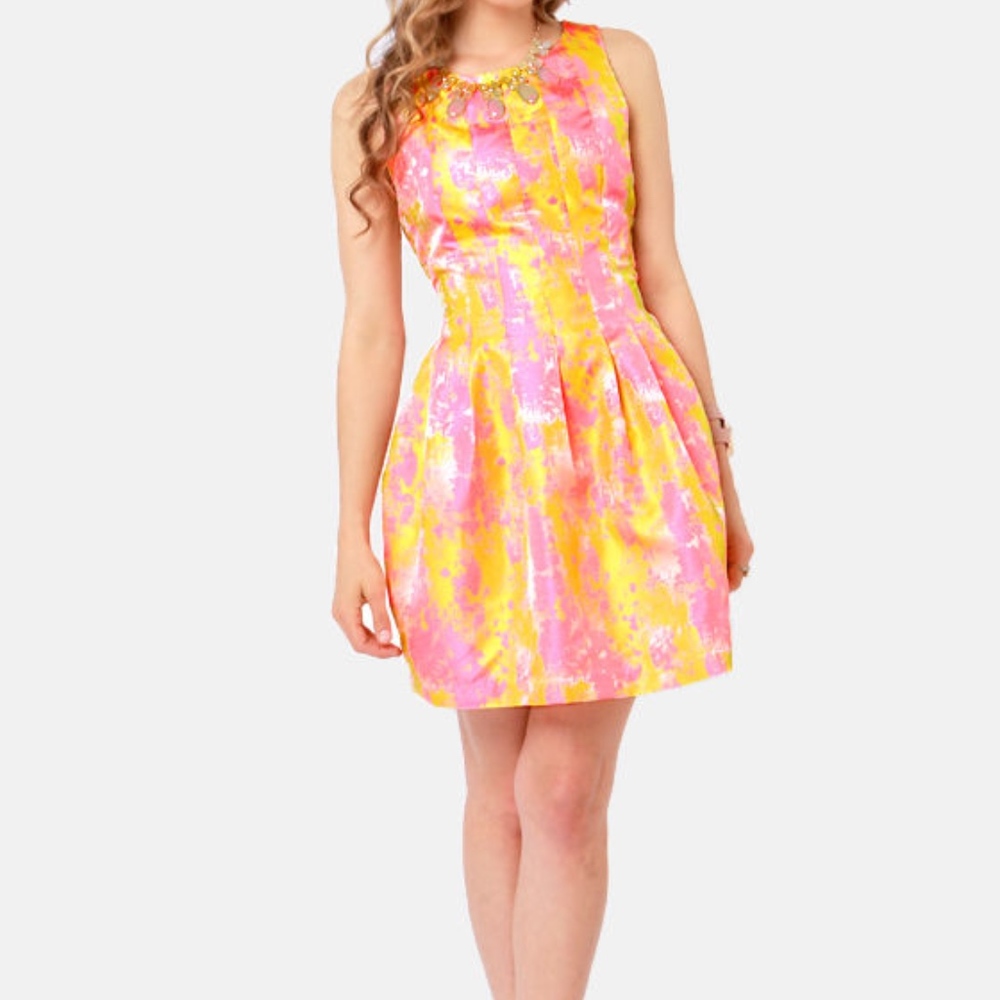 Pink & Gold Brocade Dress